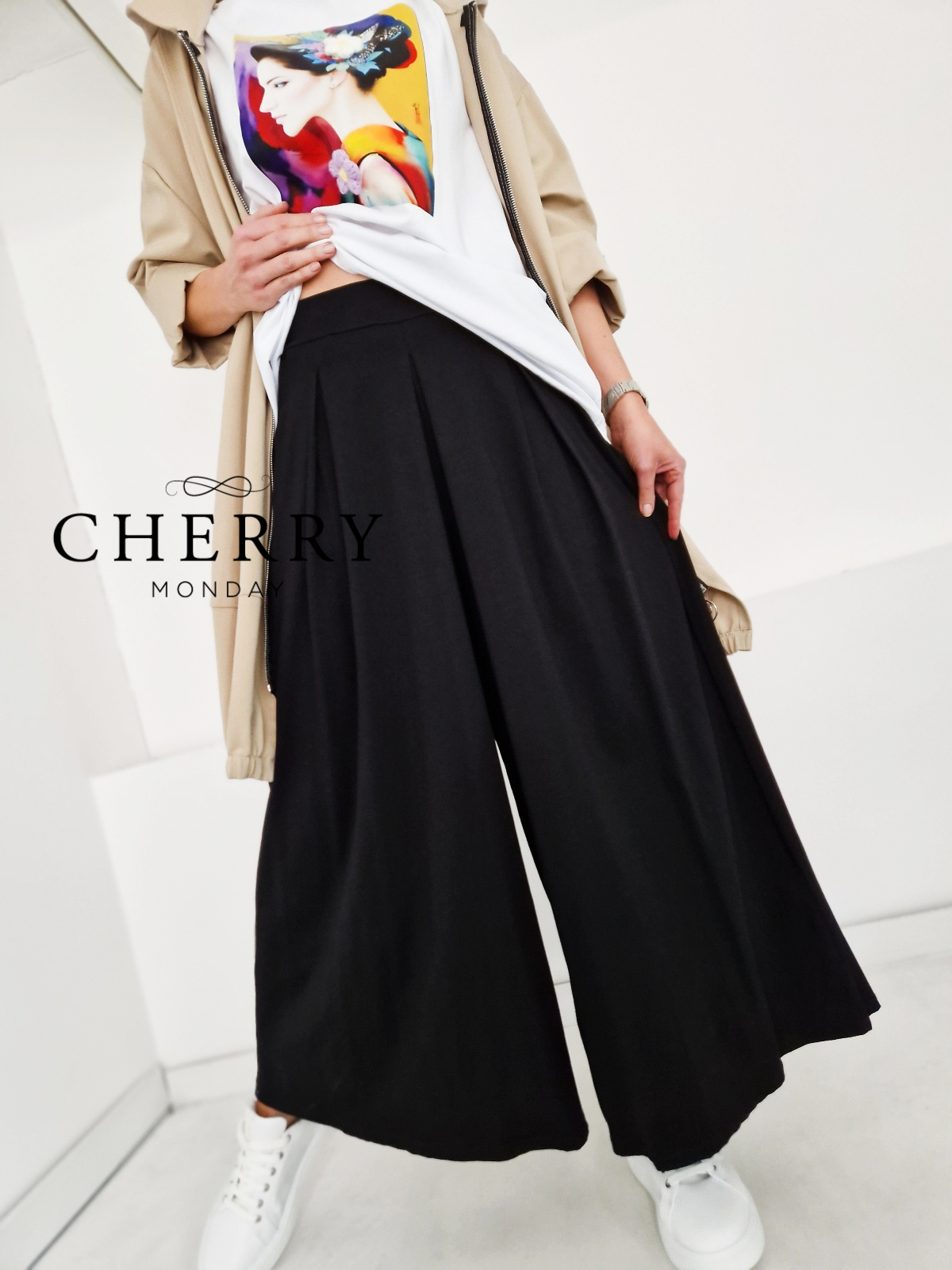 Bombažna palazzo hlačna trenirka