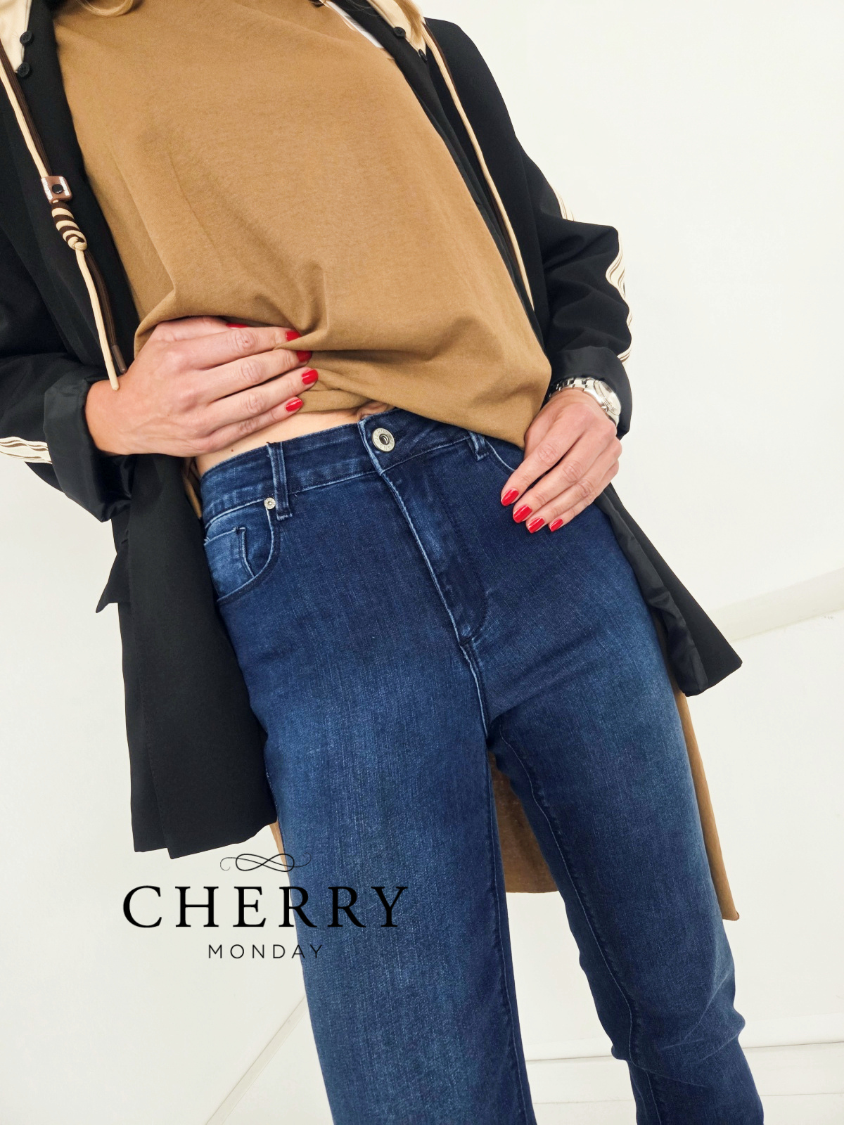 Elastične jeans hlače plus size