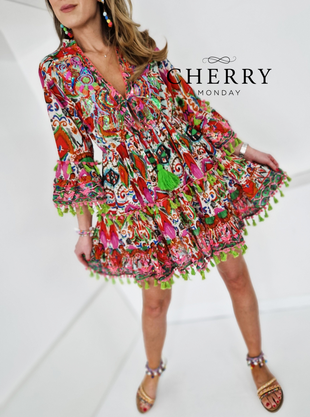 Pisana obleka v boho stilu