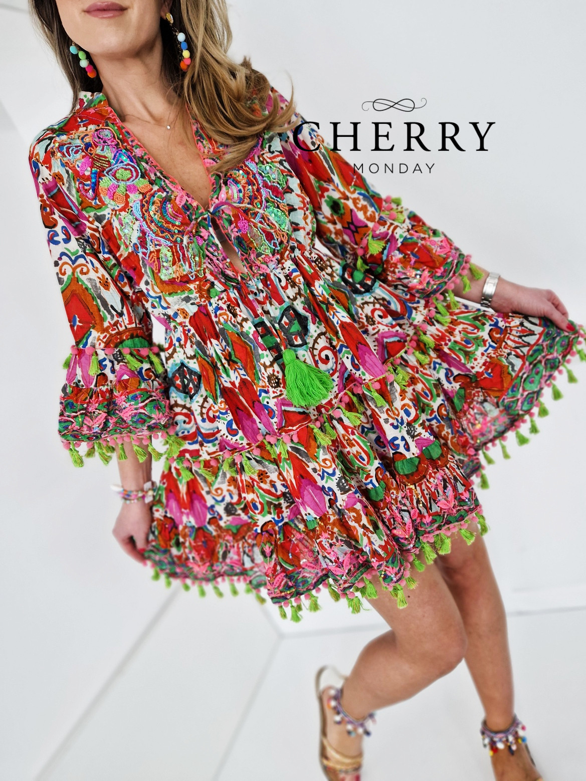 Pisana obleka v boho stilu