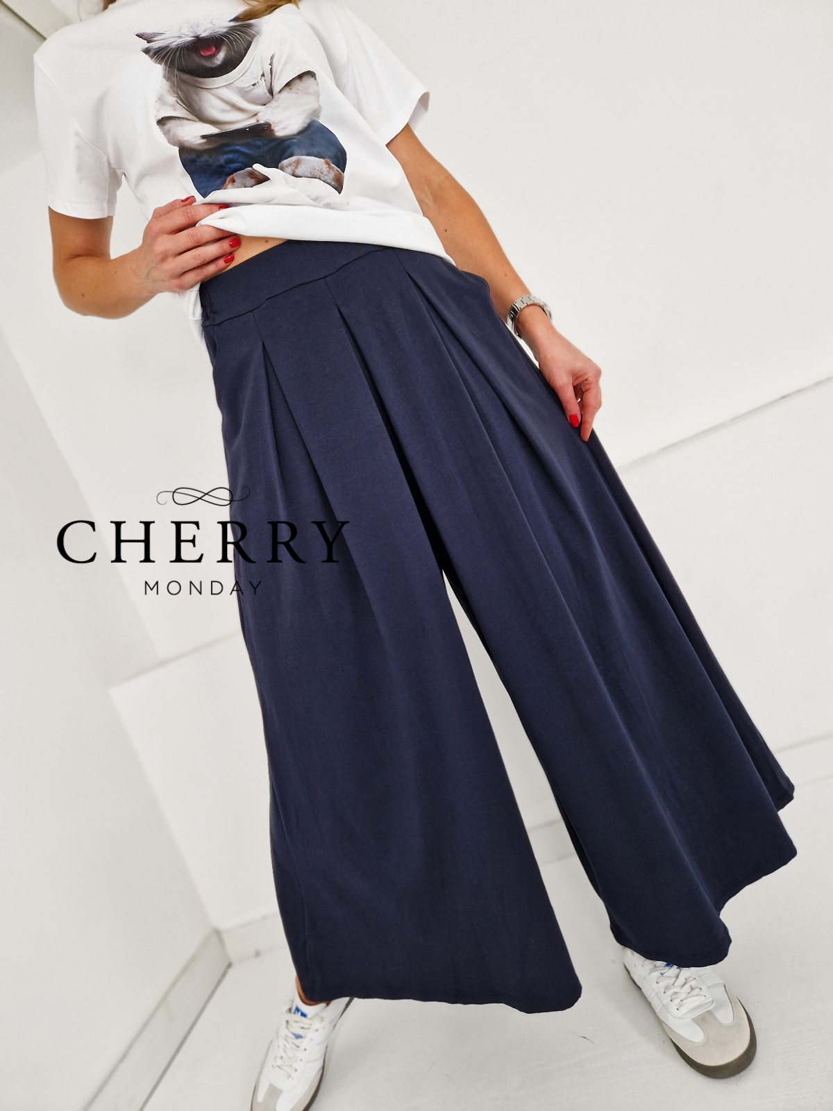 Bombažna palazzo hlačna trenirka