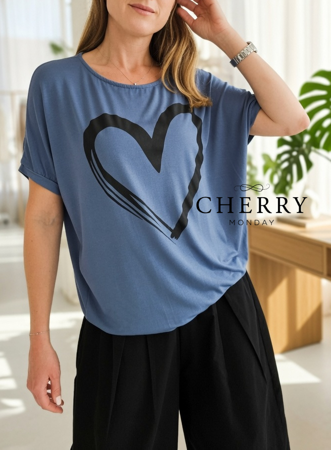 Ohlapna majica s potiskom srca