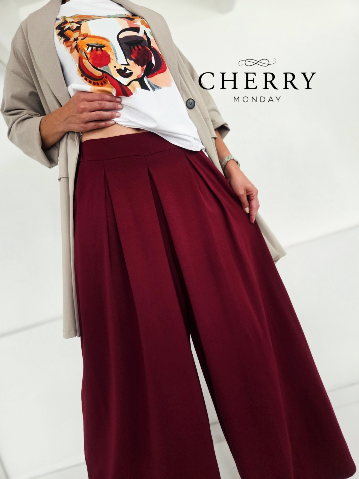 Bombažna palazzo hlačna trenirka