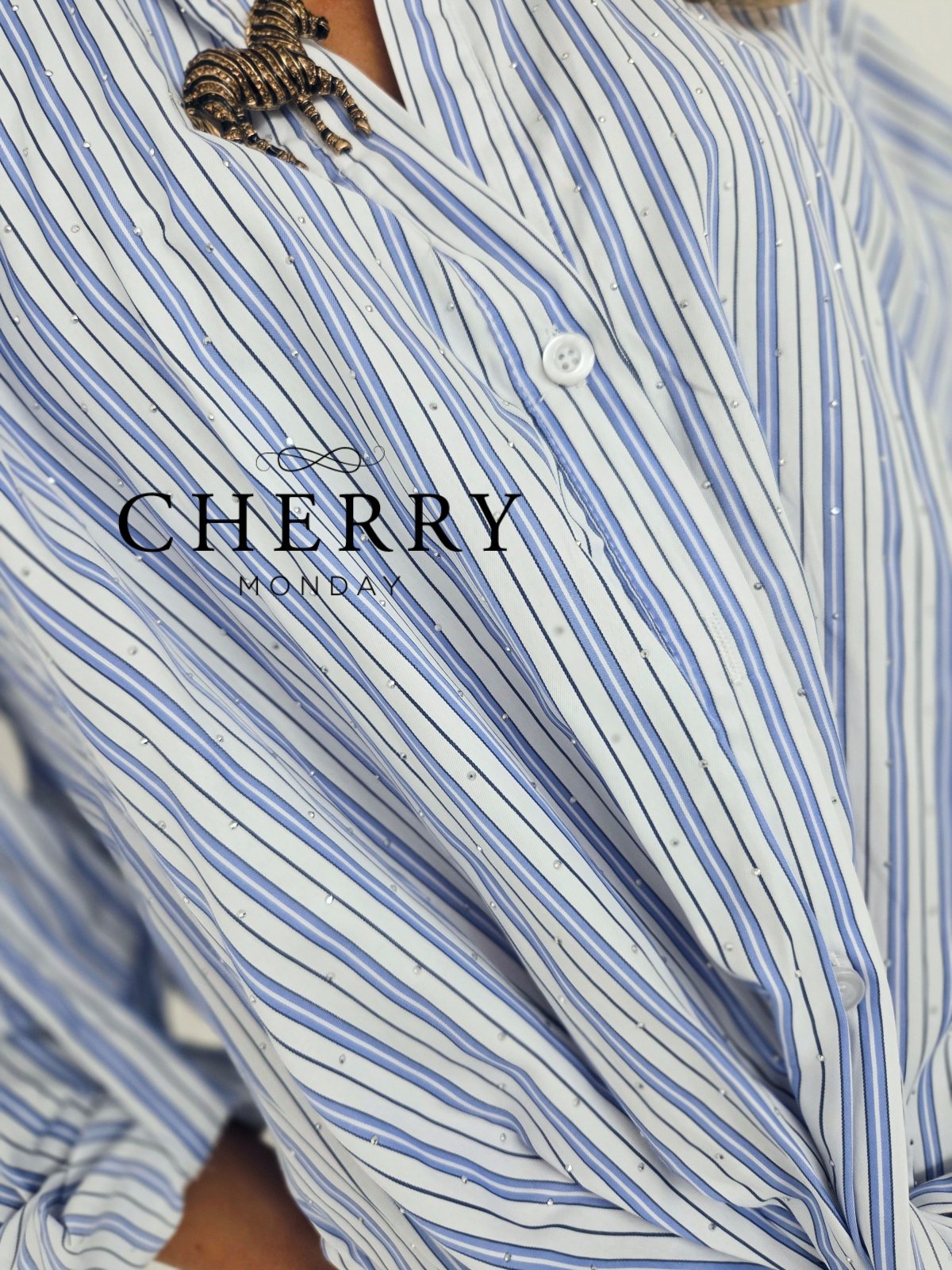 Črtasta srajca z vozlom