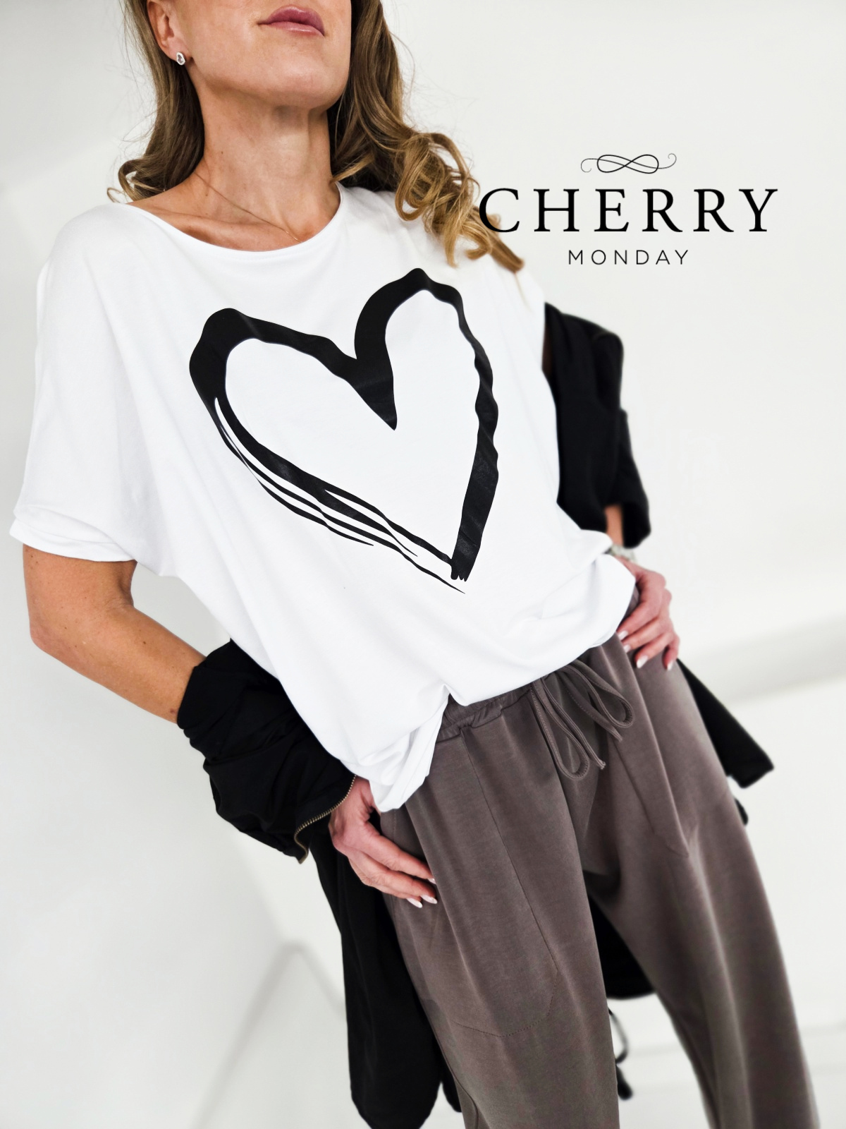 Ohlapna majica s potiskom srca