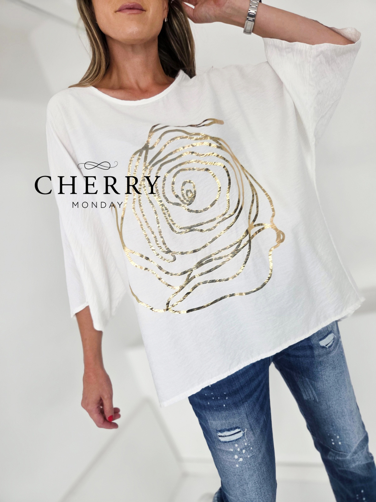 Tunika s potiskom zlate vrtnice2 Tunika s potiskom zlate vrtnice