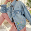Jeans jakna s cvetlicami