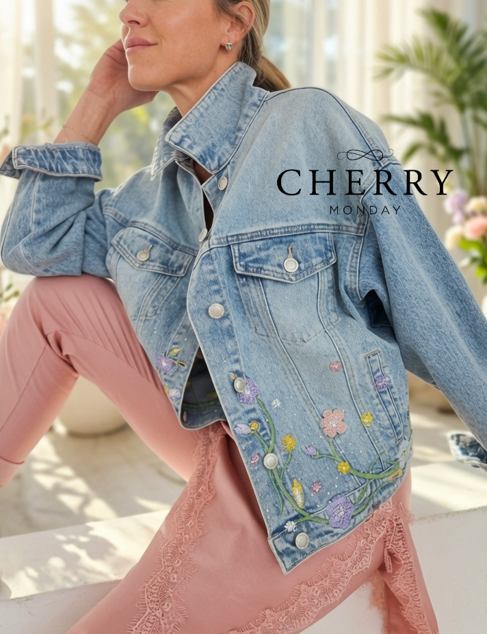 Jeans jakna s cvetlicami