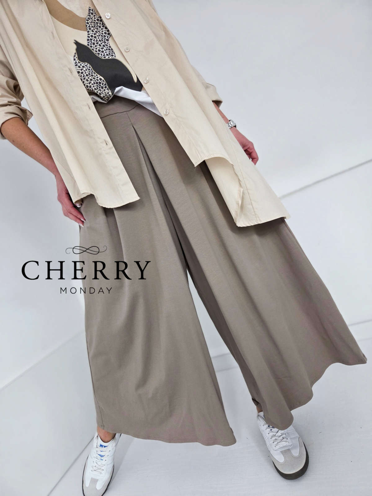 Bombažna palazzo hlačna trenirka