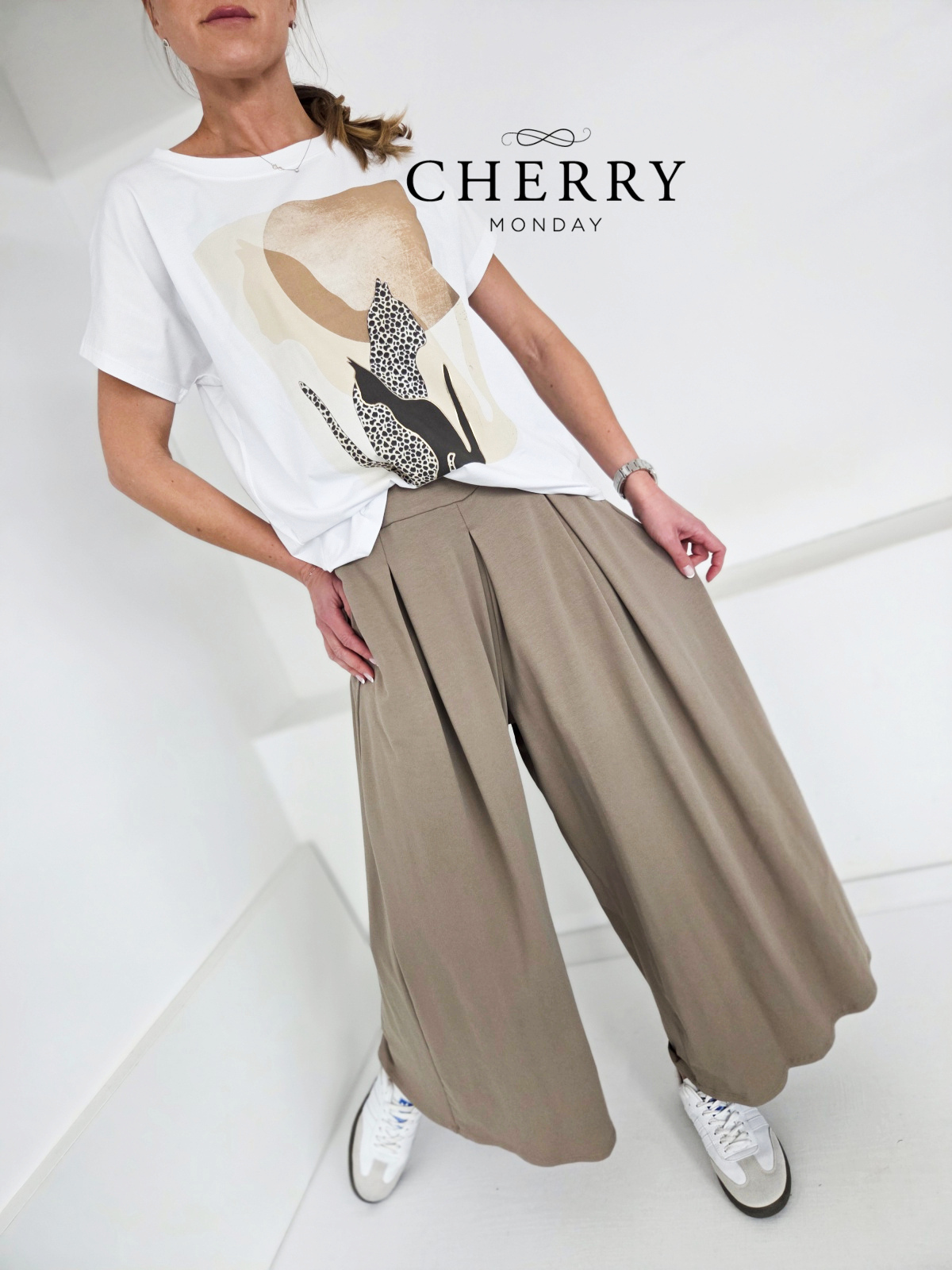 Bombažna palazzo hlačna trenirka