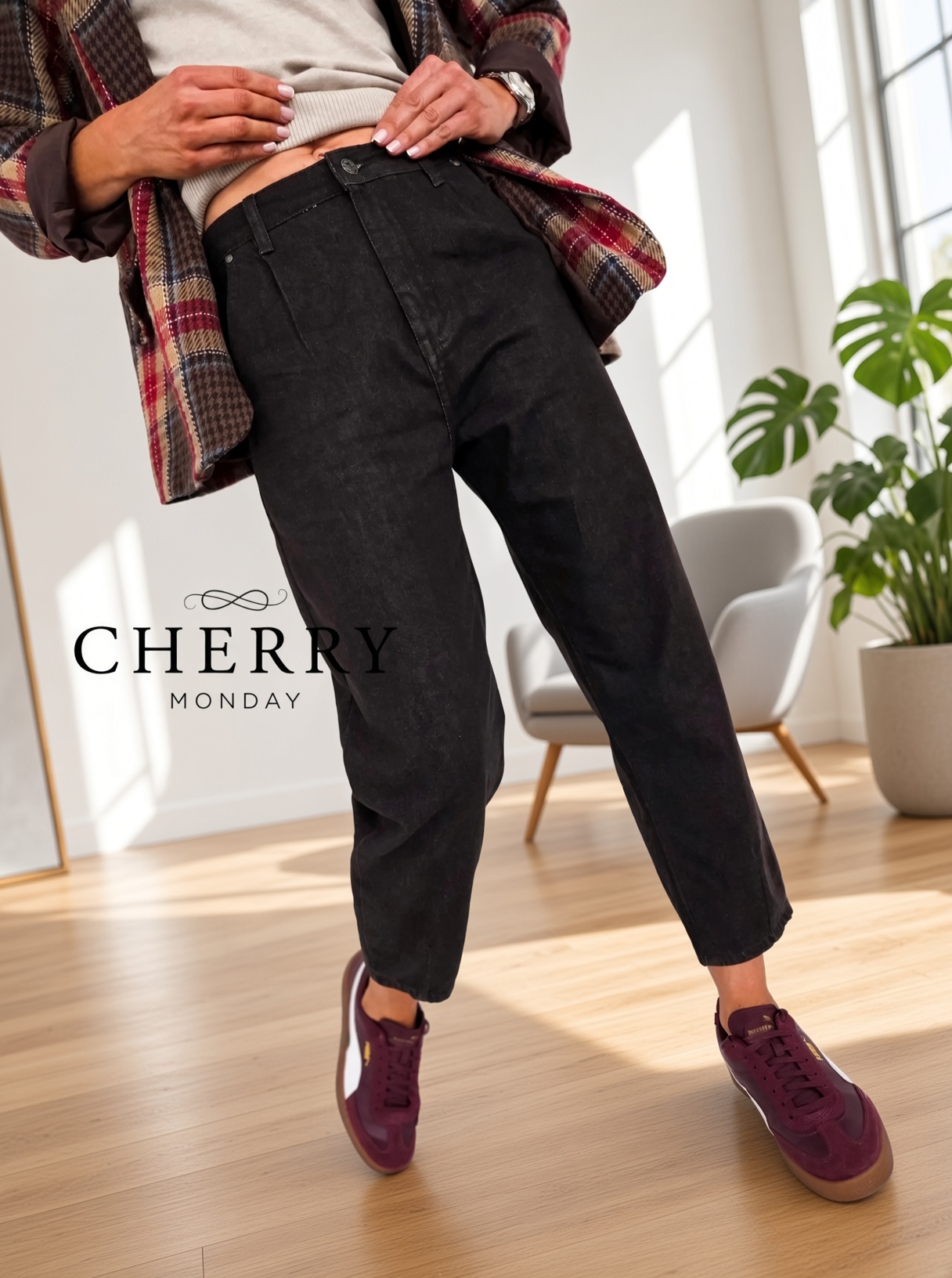 Rjave mom fit jeans hlače