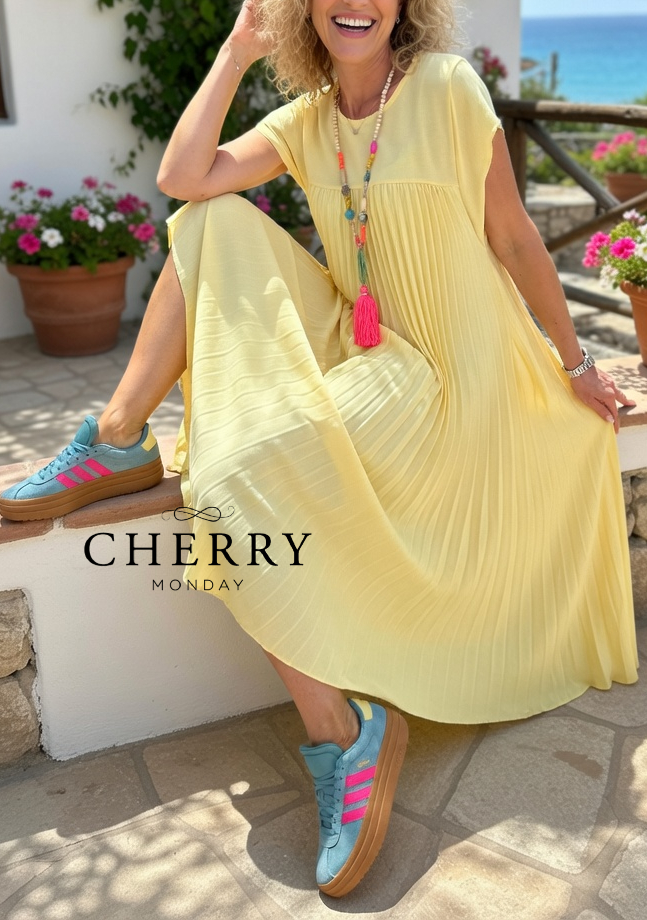 Plisirana maxi obleka brez rokavov