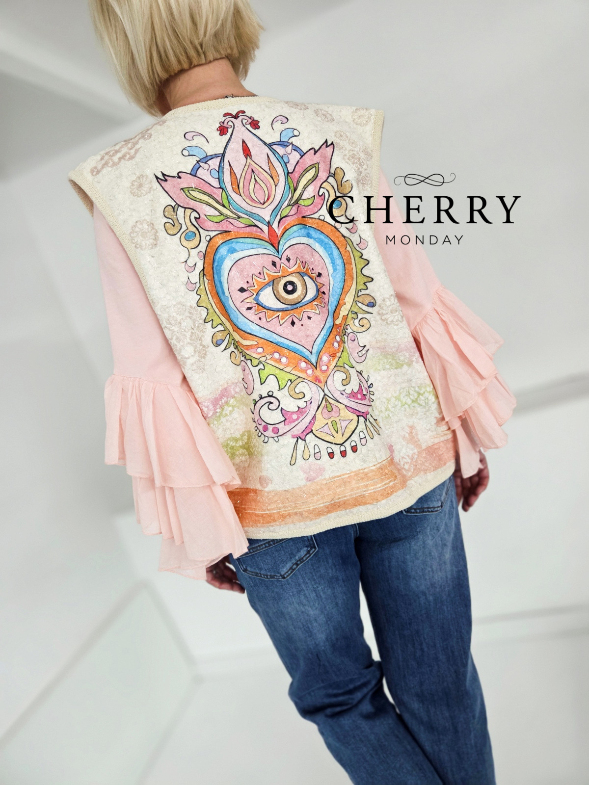 Modni telovnik z umetniškim potiskom