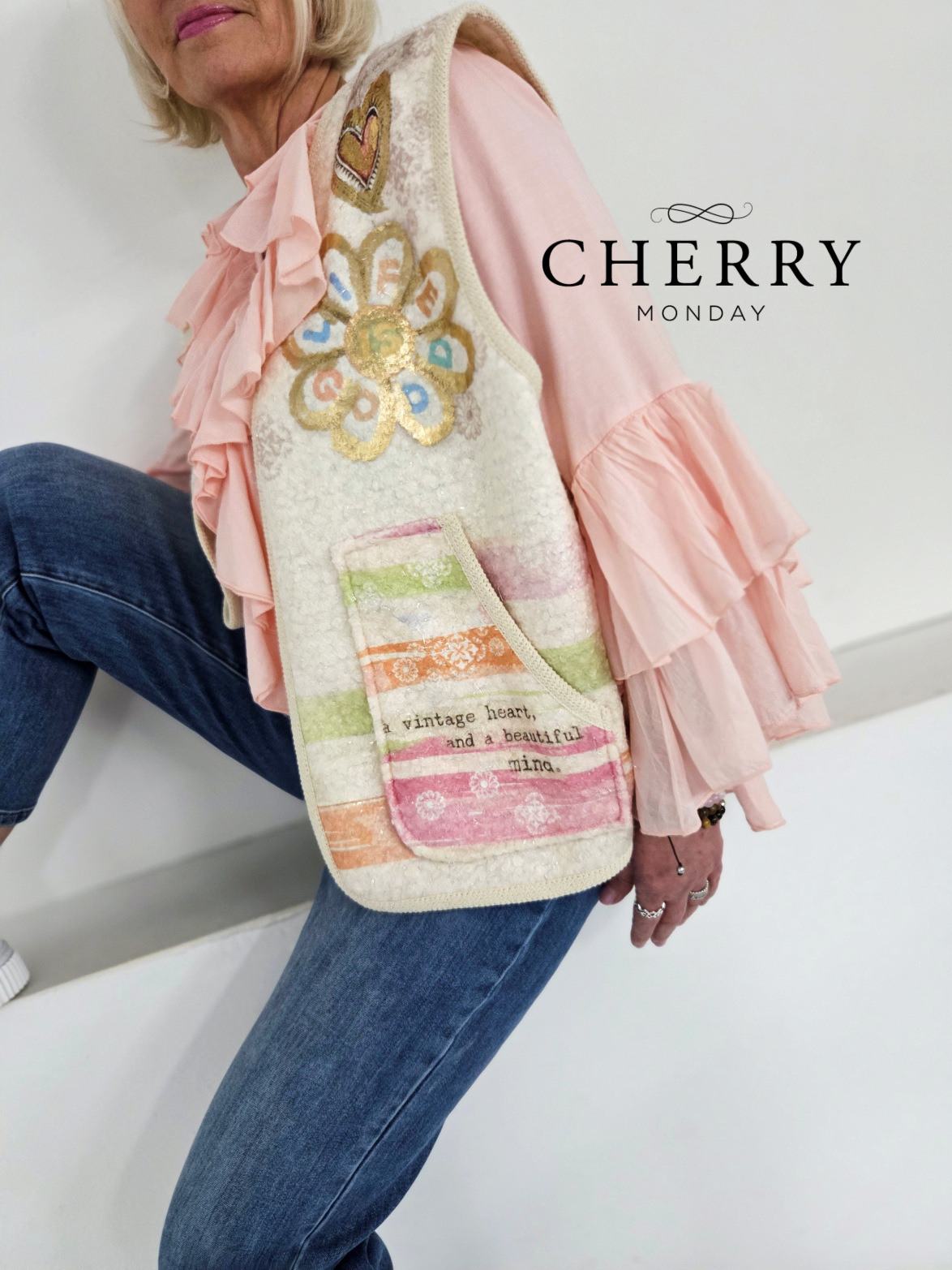 Modni telovnik z umetniškim potiskom