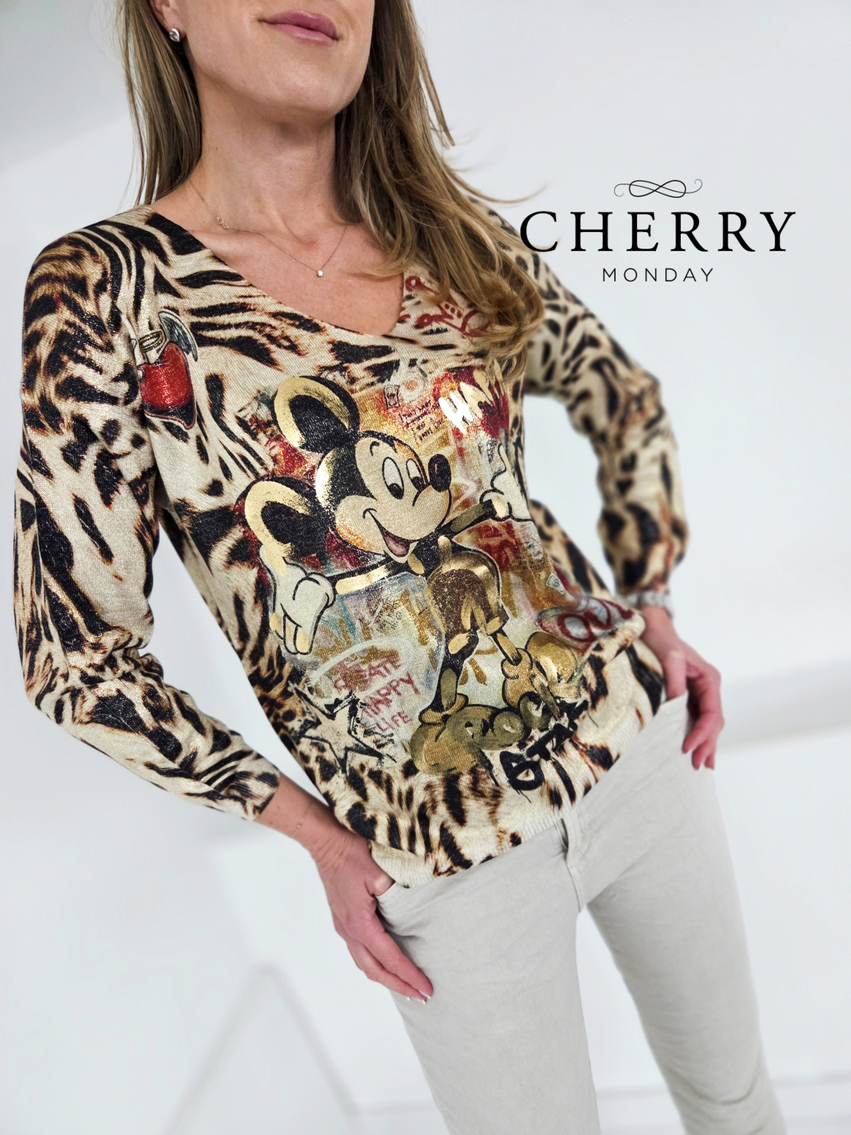 Tanjši pulover svetlečega videza Miki