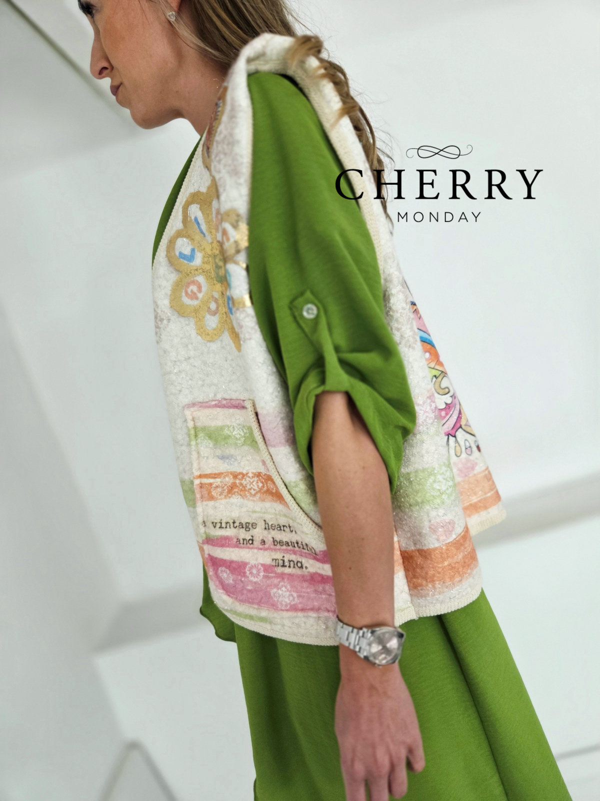 Modni telovnik z umetniškim potiskom