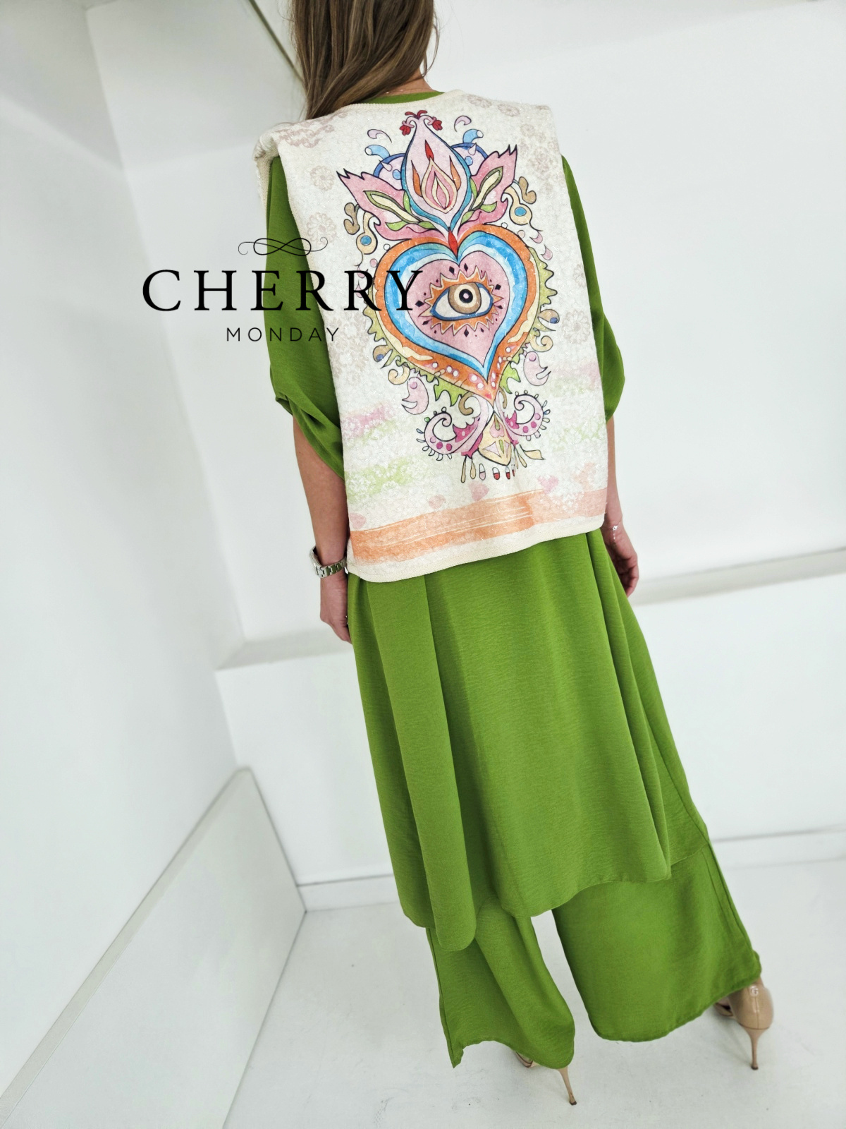 Modni telovnik z umetniškim potiskom