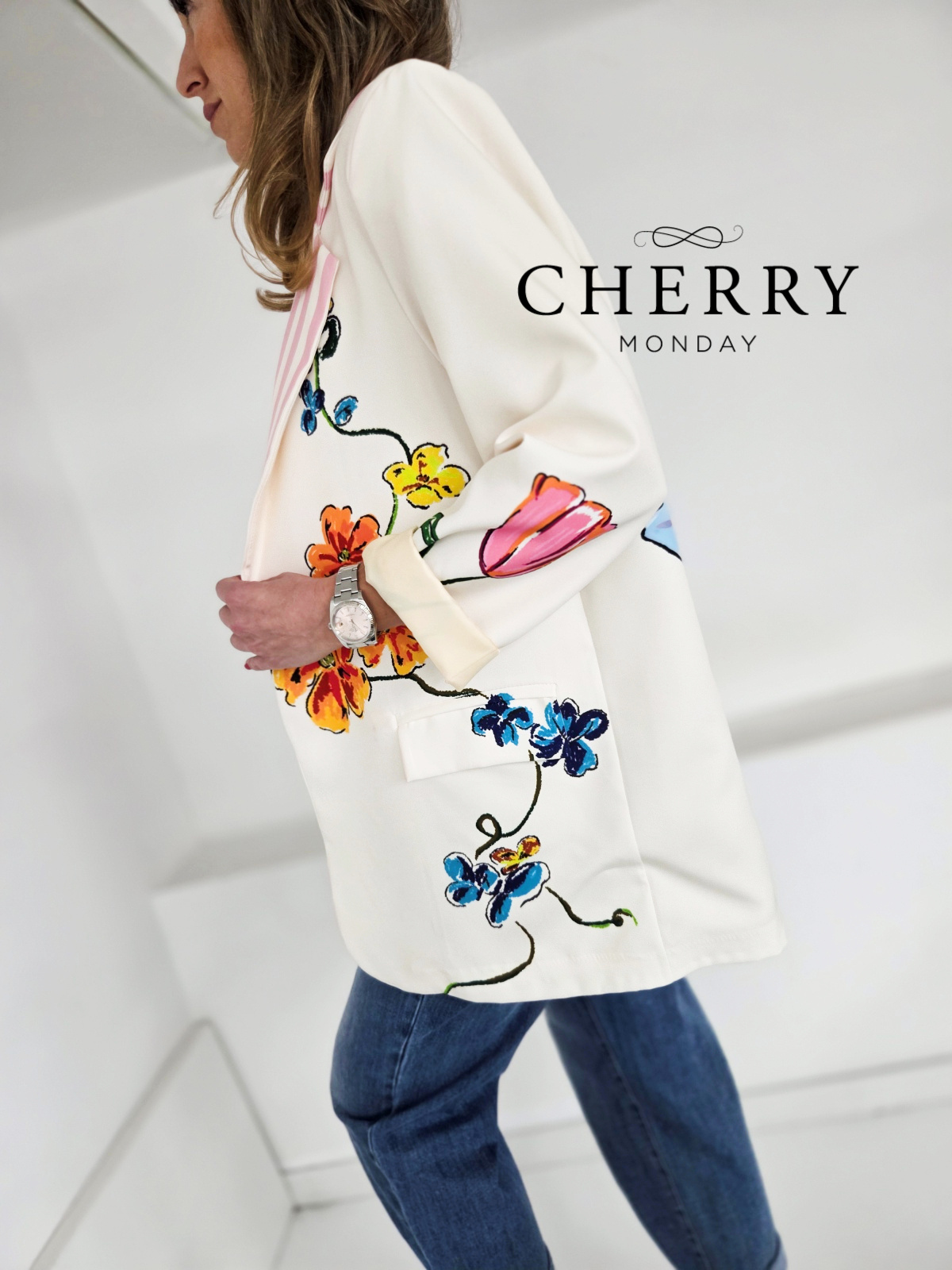 Blazer s potiskom cvetlic