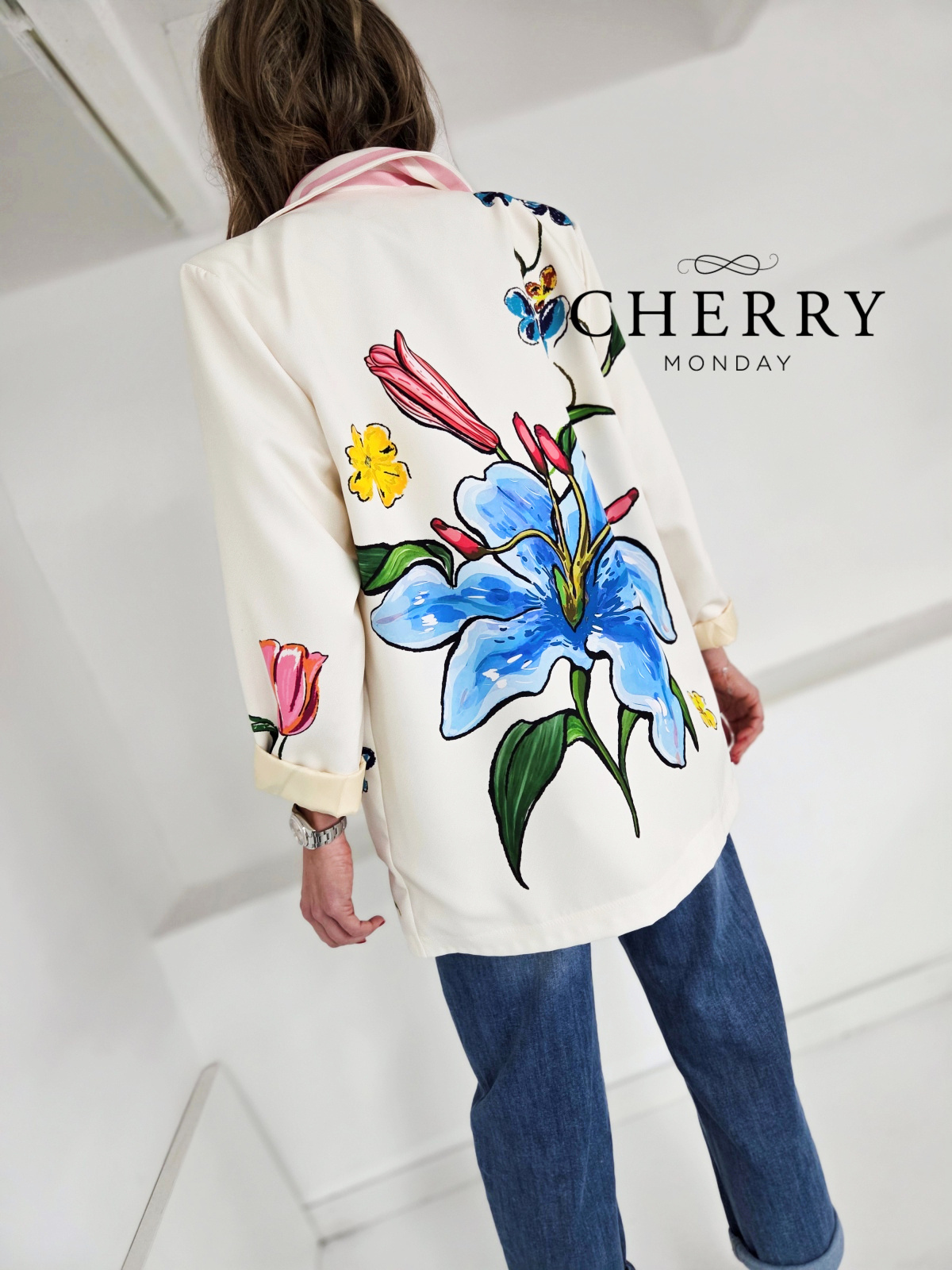 Blazer s potiskom cvetlic