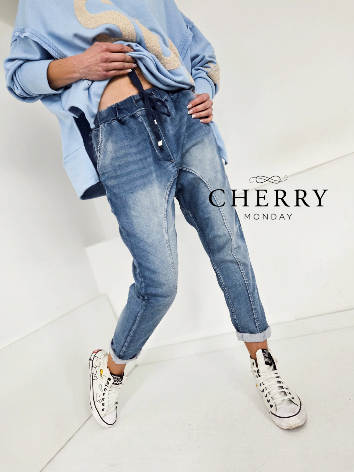 Elastične baggy jeans hlače