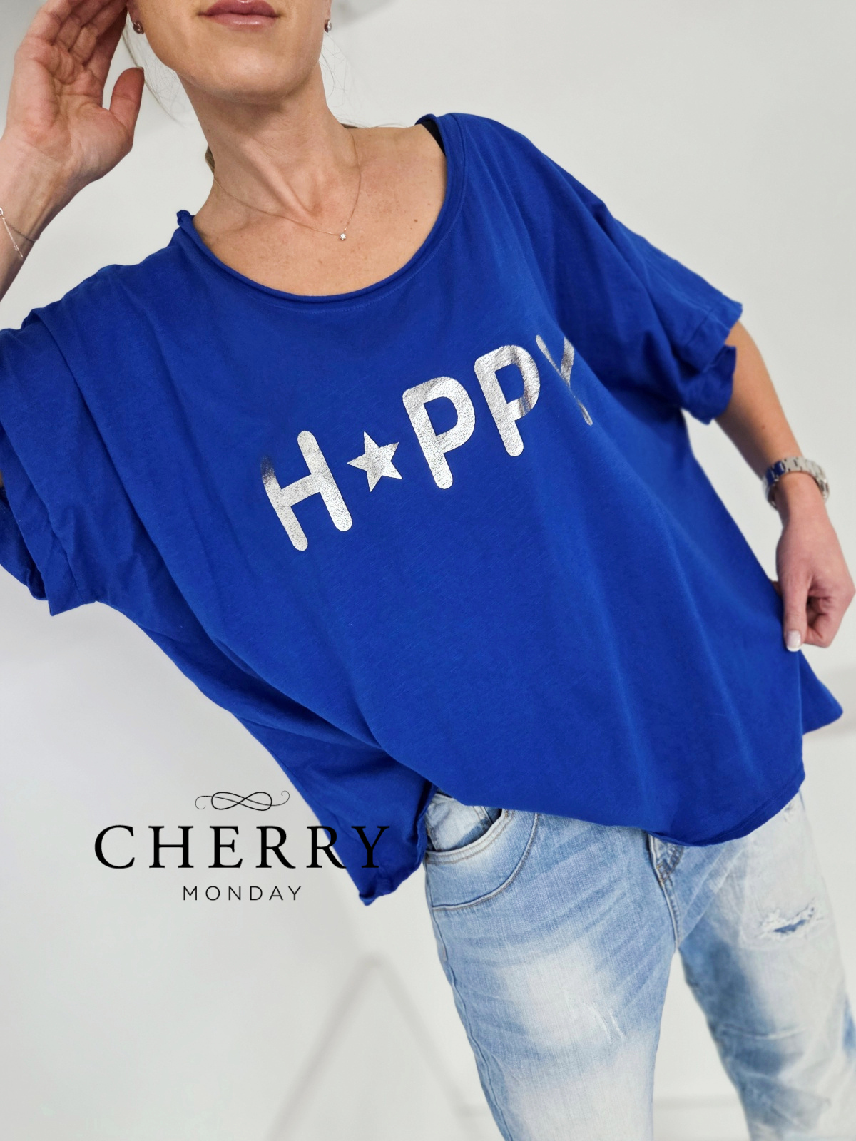 Kratka majica s srebrnim potiskom