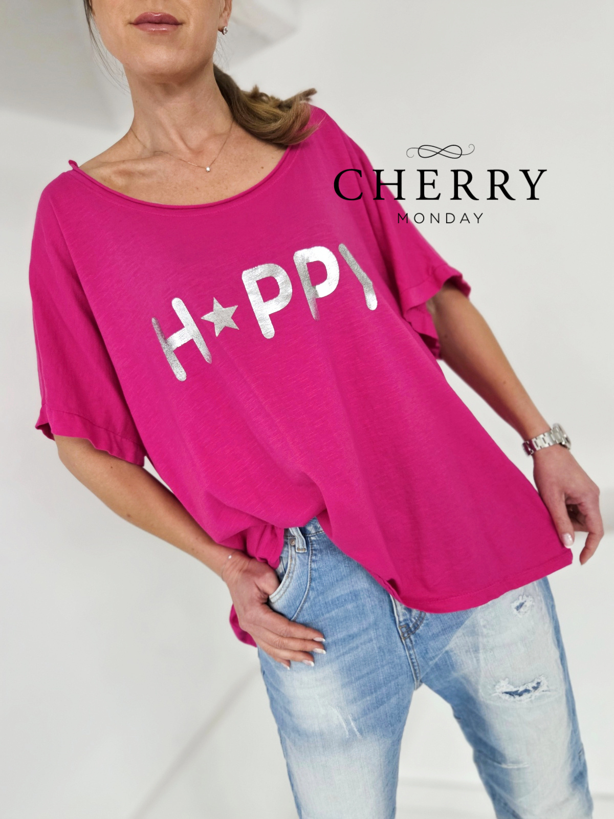 Kratka majica s srebrnim potiskom