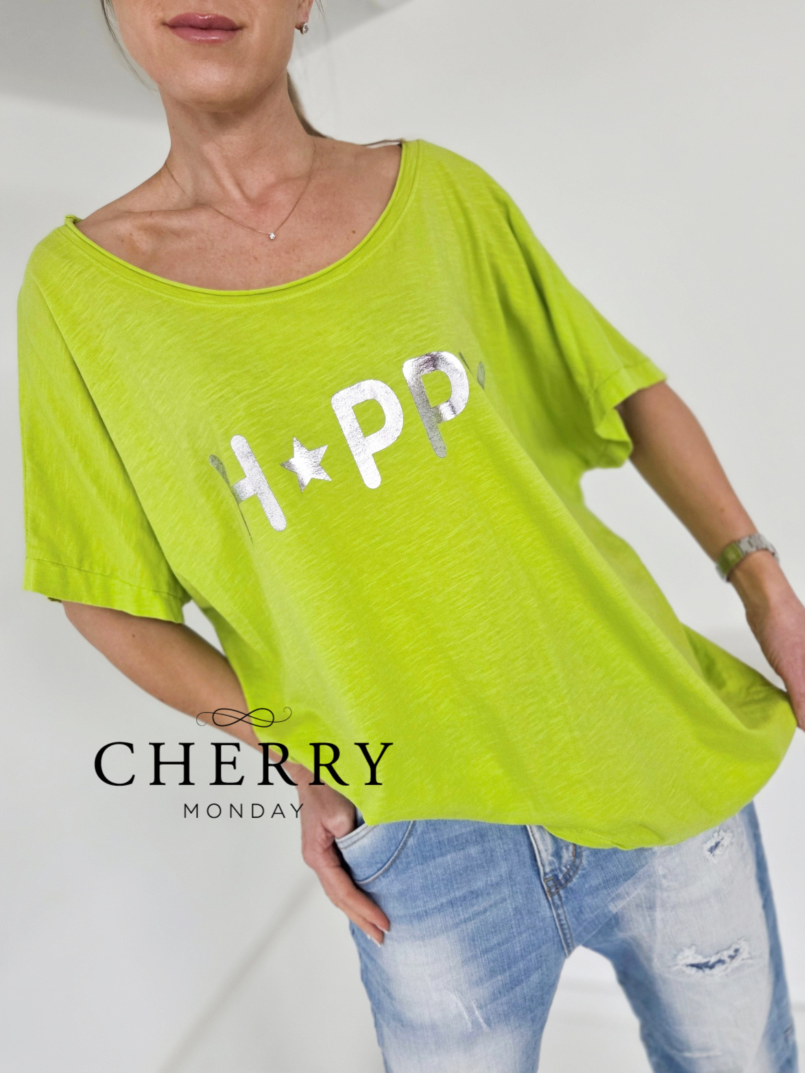 Kratka majica s srebrnim potiskom