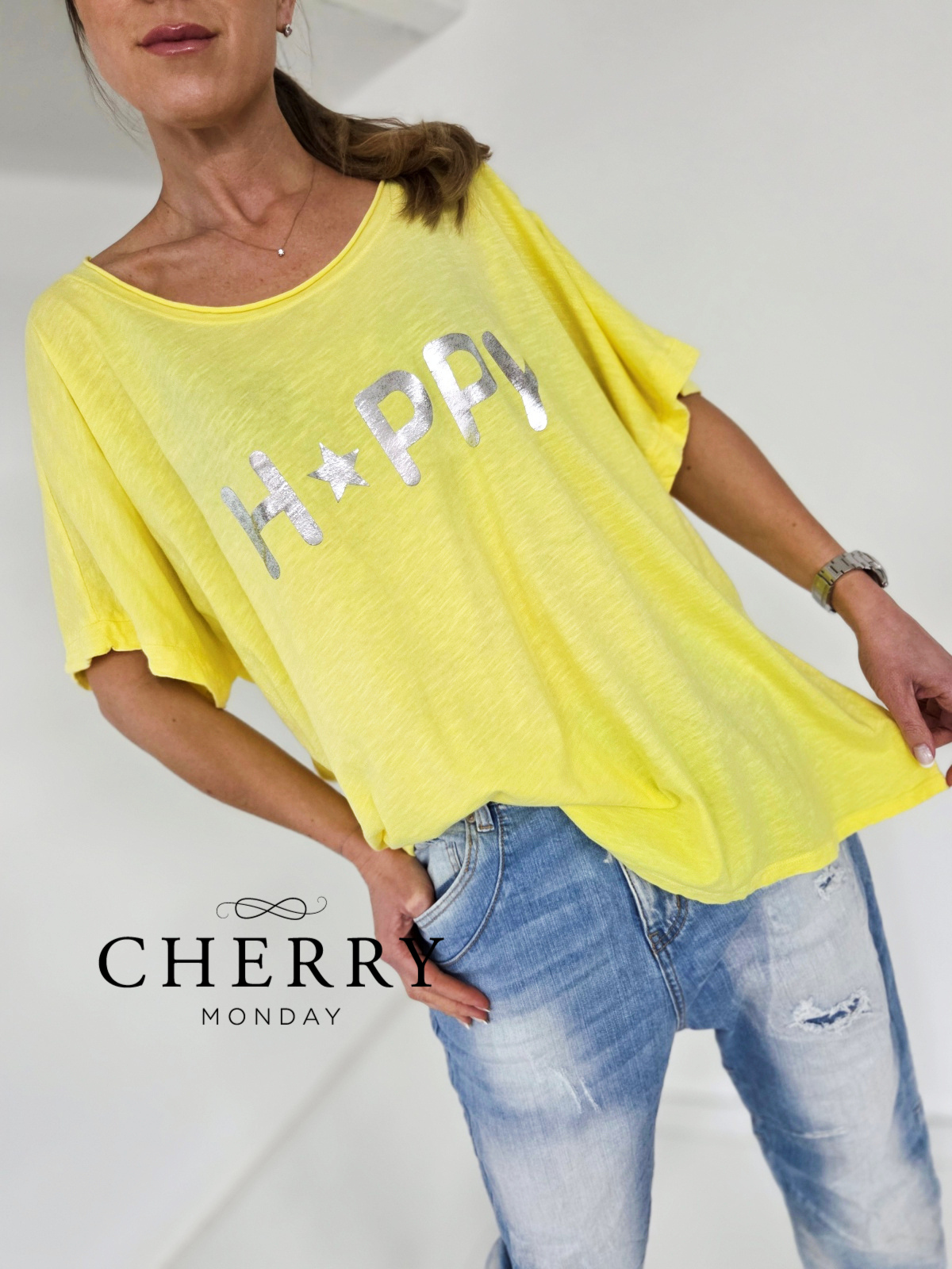 Kratka majica s srebrnim potiskom