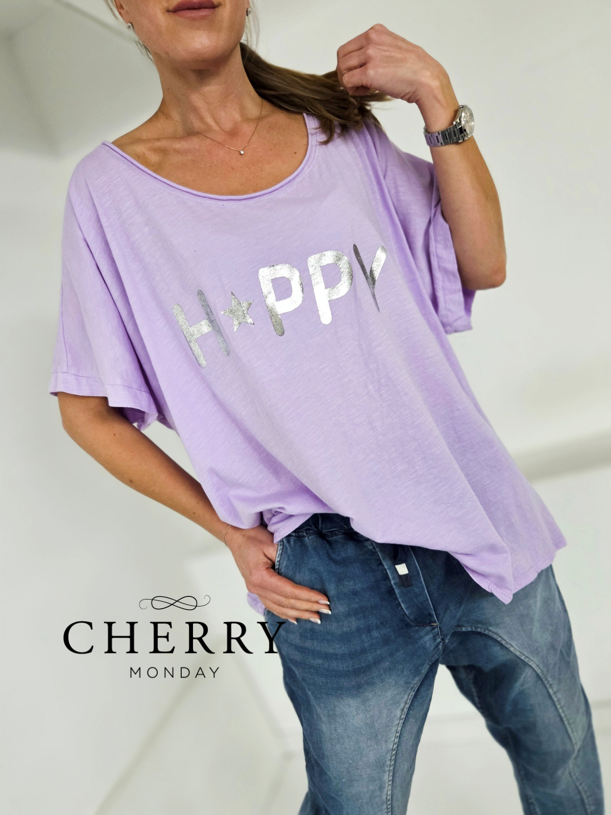 Kratka majica s srebrnim potiskom