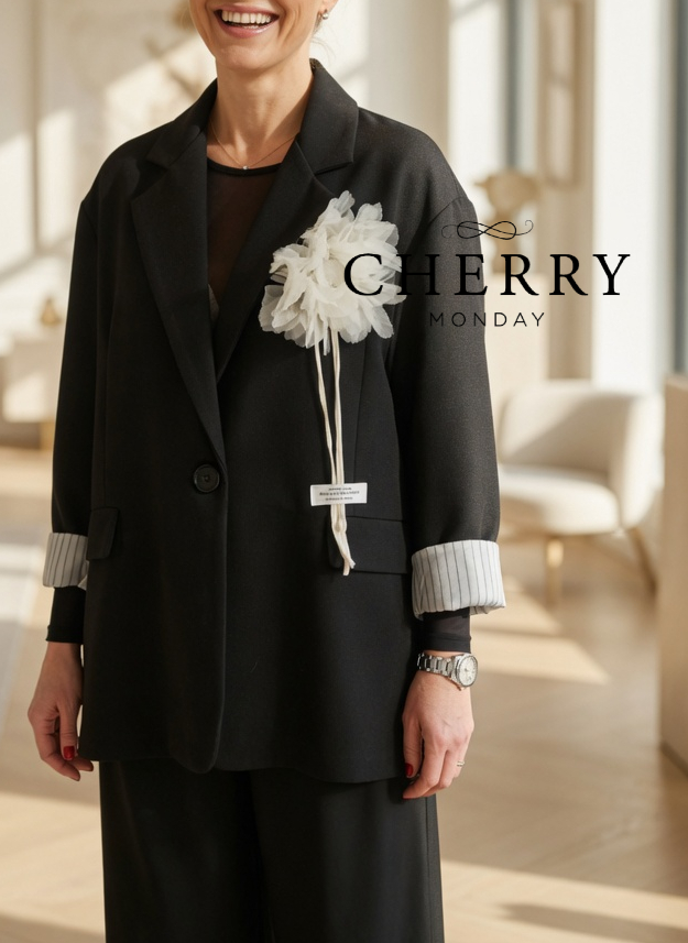 Oversize blazer z rožo