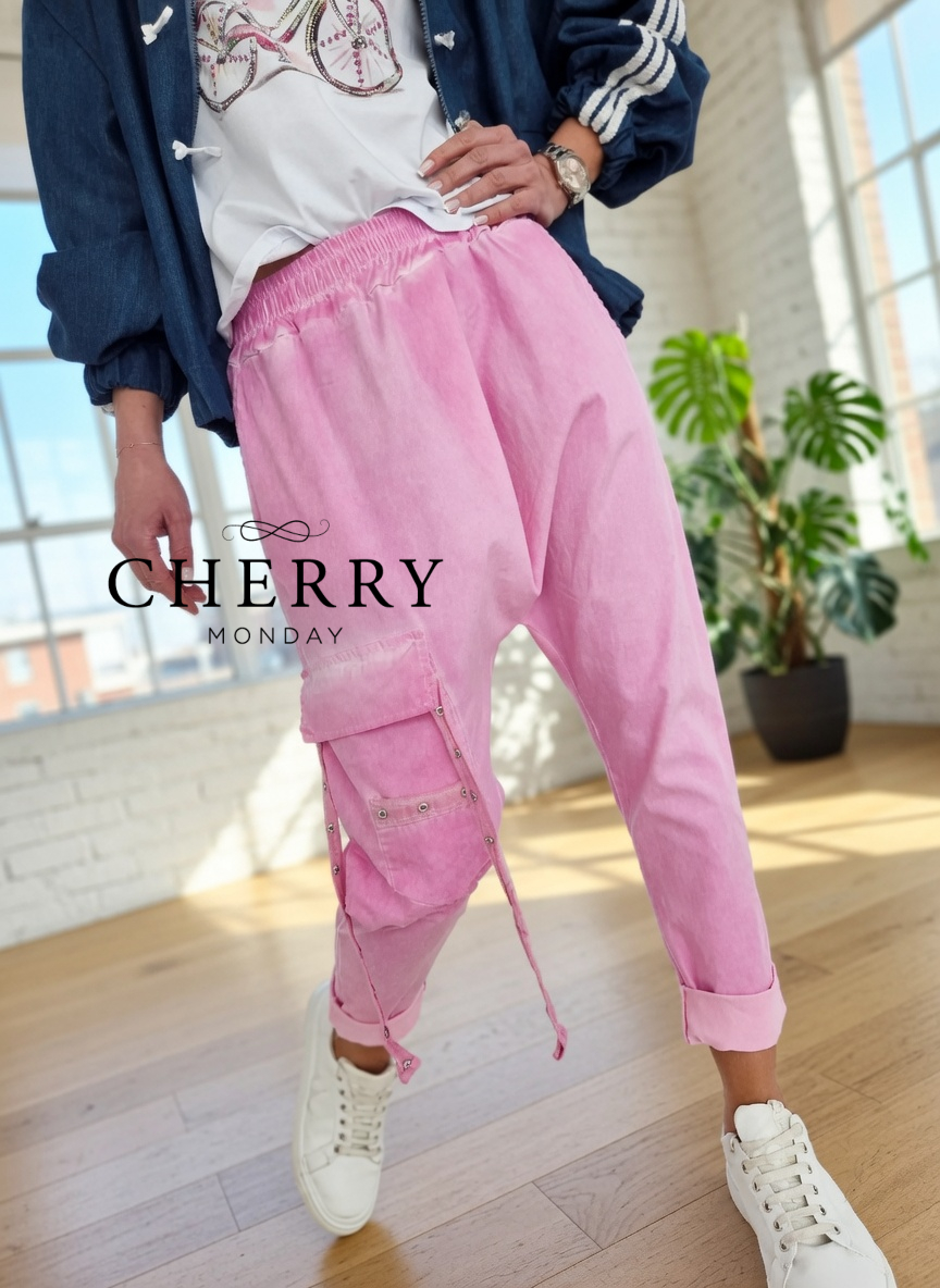 2906cherrymonday (19) Elastične baggy hlače z dekorativnim žepom