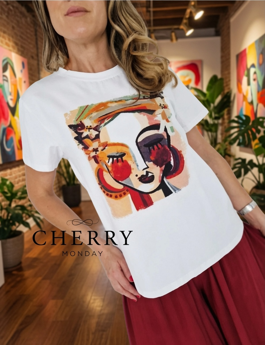 CHERRYMONDAY3.6. (34) Majica z umetniškim potiskom obraza