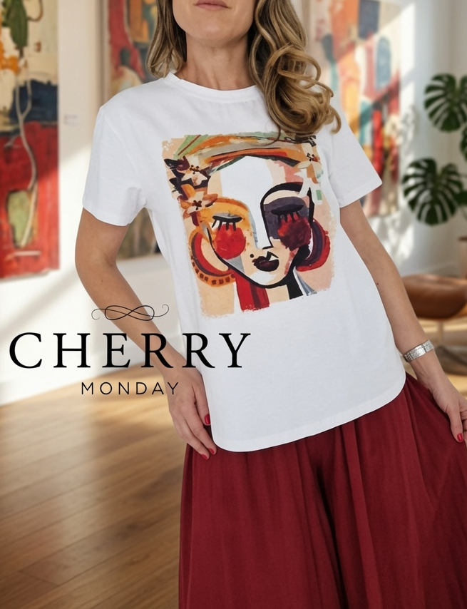 CHERRYMONDAY3.6. (40) Majica z umetniškim potiskom obraza