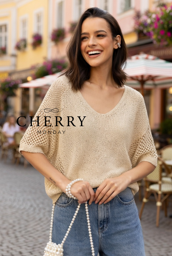 Zlat mrežast pulover