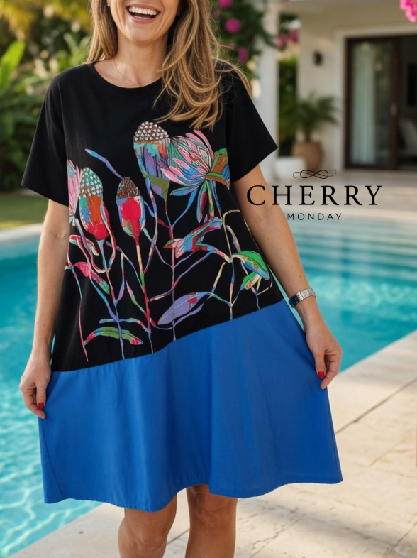cherry monday11 (113222) Bombažna obleka s potiskom