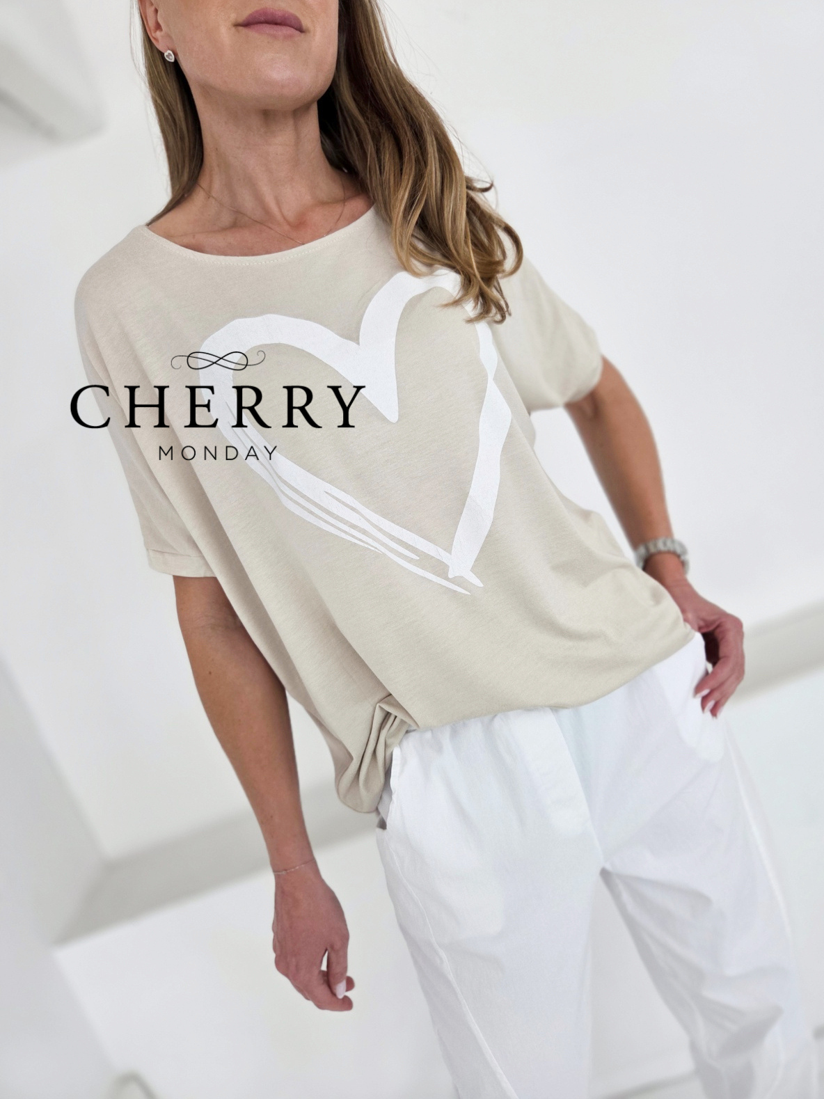 Ohlapna majica s potiskom srca