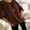 6365 rjav Plus size bluza iz tančice