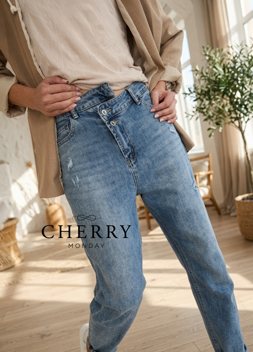 Boyfriend jeans z dvojnim zapenjanjem