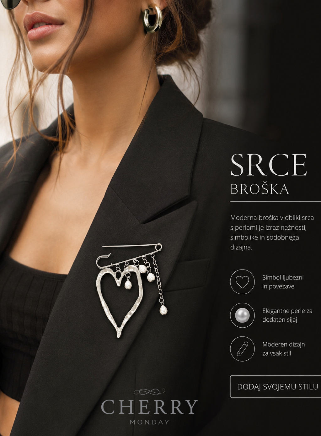 Broška zaponka srce