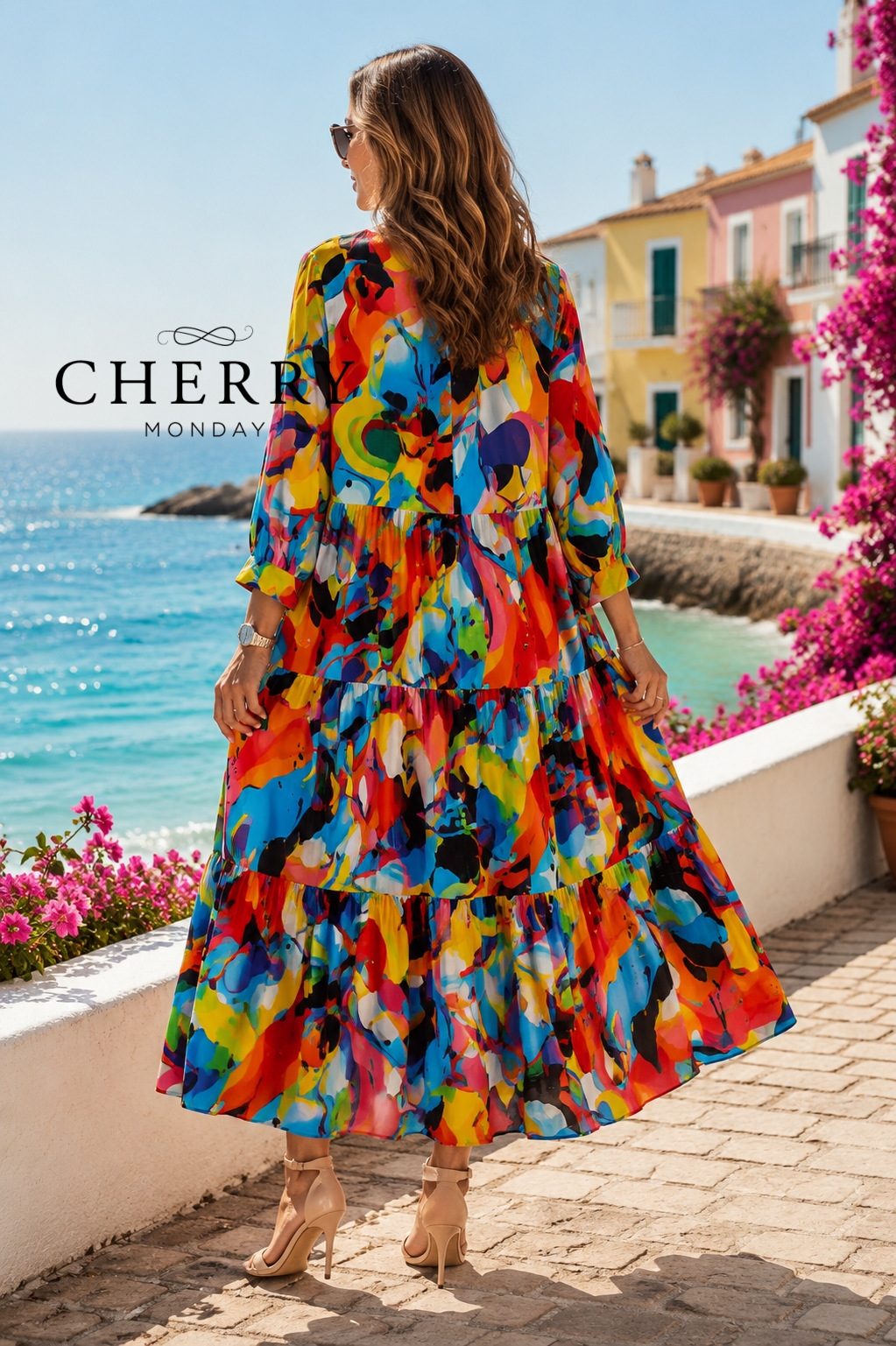 cherry_zadaj Dolga pisana obleka