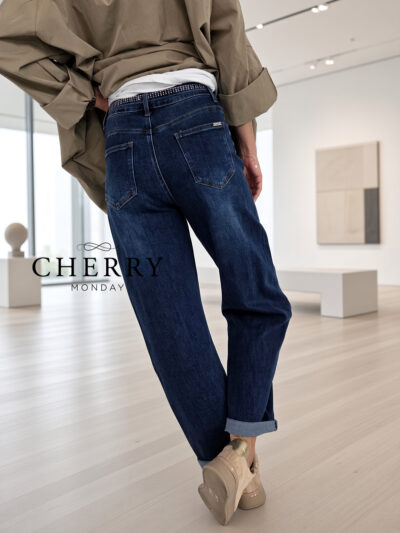 Jeans hlace z dekorativnim pasom (11) Mehke plus size jeans hlače z dekorativnim pasom