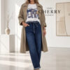 Jeans hlace z dekorativnim pasom (12) Mehke plus size jeans hlače z dekorativnim pasom