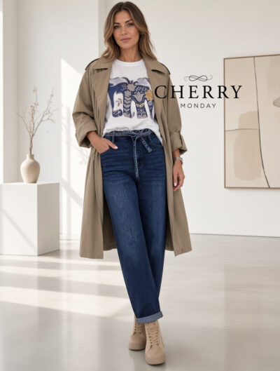 Jeans hlace z dekorativnim pasom (12) Mehke plus size jeans hlače z dekorativnim pasom