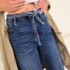 Jeans hlace z dekorativnim pasom (17) Mehke plus size jeans hlače z dekorativnim pasom