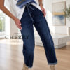 Jeans hlace z dekorativnim pasom (5) Mehke plus size jeans hlače z dekorativnim pasom