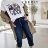 Jeans hlace z dekorativnim pasom (9) Mehke plus size jeans hlače z dekorativnim pasom