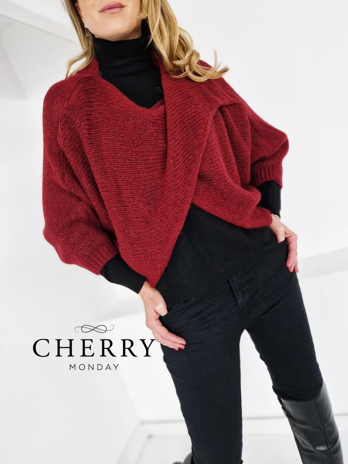krajsi pulover na preklop bordo 2 1
