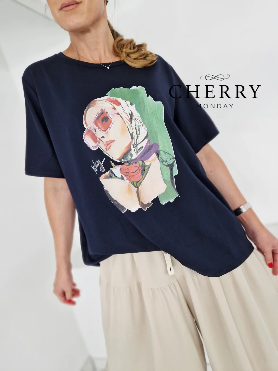 Majica širšega kroja s potiskom