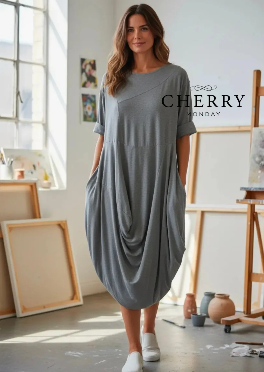 Bombažna baggy obleka