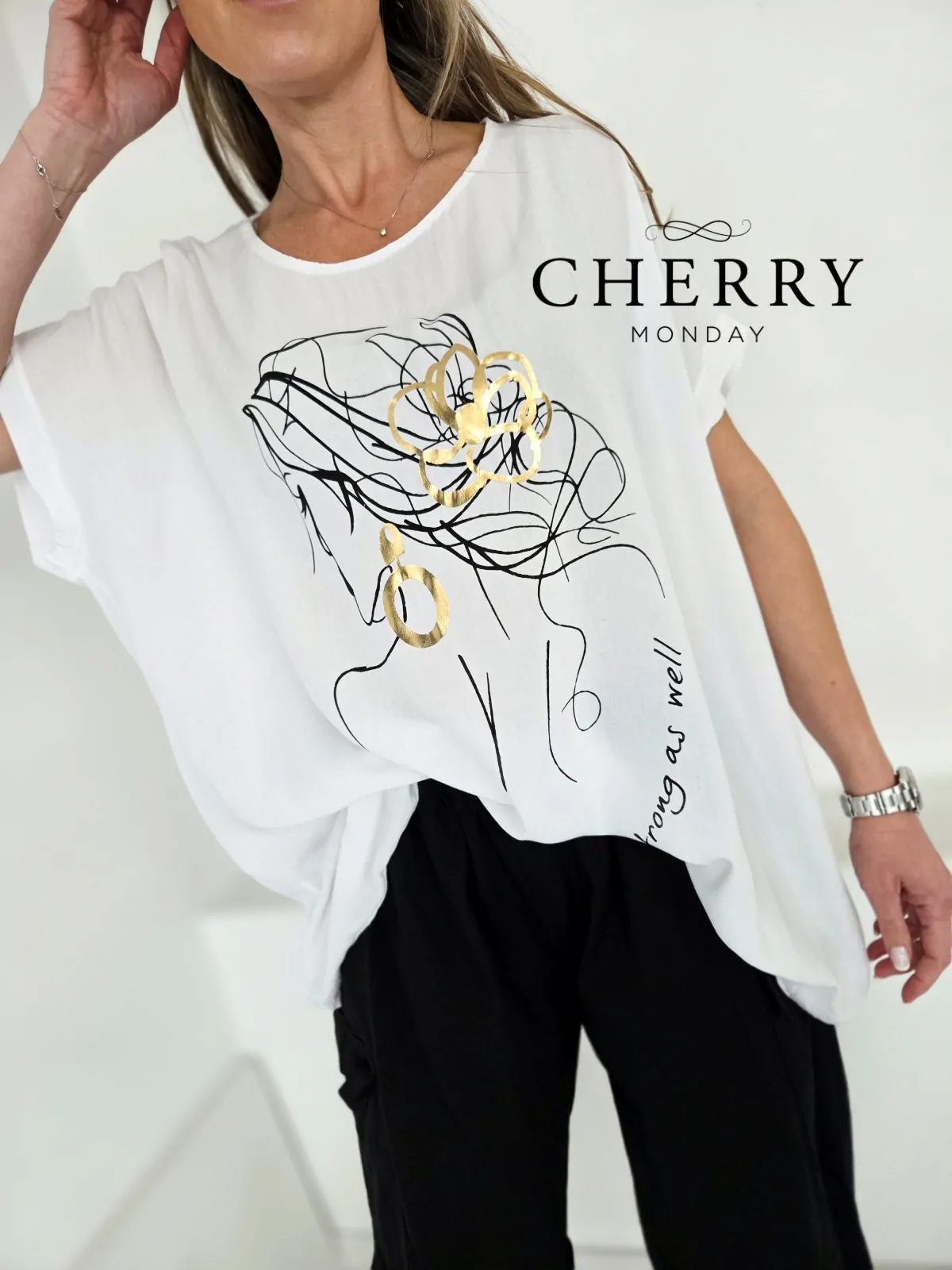 Lahkotna tunika z umetniško ilustracijo